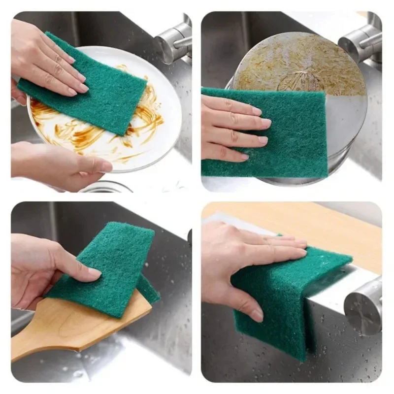10/20/30 Pcs Scrub Pads Household Kitchen Oil Removal Dishwashing Pot Pads Scratch Free Multipurpose Reusable Cleaning Dishrag 3