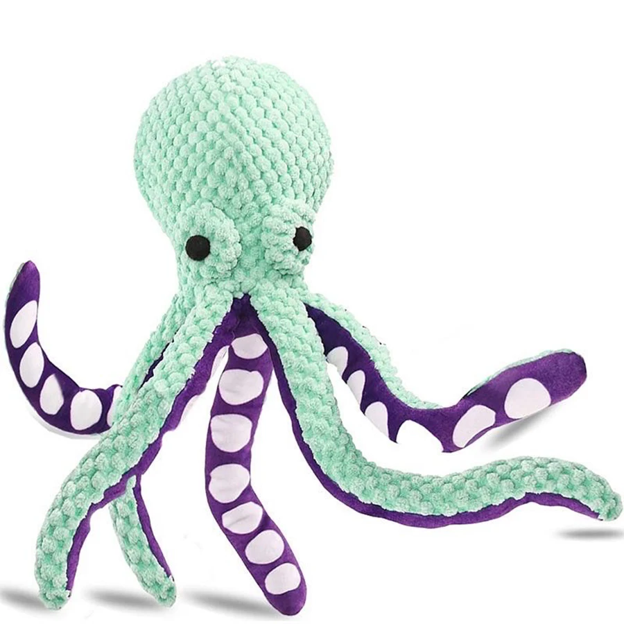 Dog pet plush octopus toy interactive sound anti-demolition home large and small dog boredom companion toy – Blue octopus 2