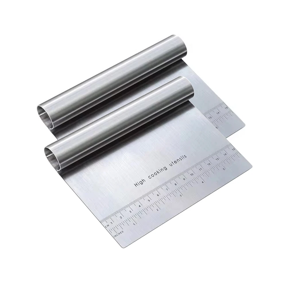 Stainless Steel Dough Pastry Scraper Pizza Cutter Chopper with Measuring Scale Multipurpose Cake Bread Separator Scale Knife – 2pcs 5