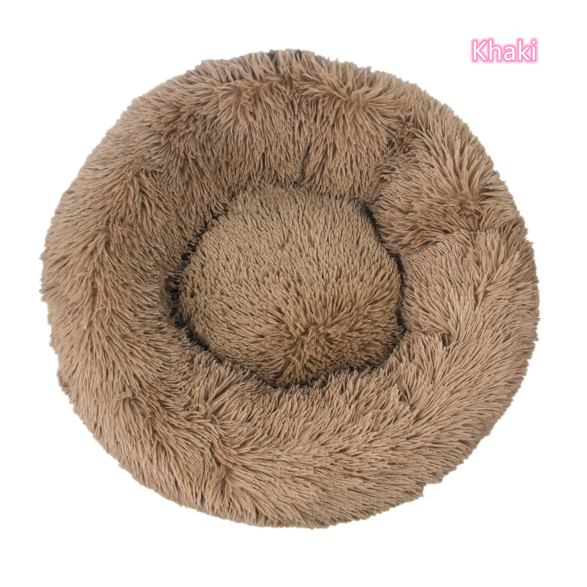 Super Soft Pet Cat Bed Plush Full Size Washable Calm Bed Donut Bed Comfortable Sleeping Artifact Suitable For All Kinds Of Cats – Khaki 23