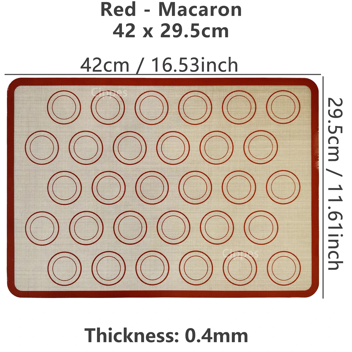 1PC Silicone Baking Mat for Oven, Thin 0.4mm, Reusable Non Stick Heat Resistant Bakeware Sheets Liner Baking Tools for Cookie – 0.4mm Red M42x29.5cm 3