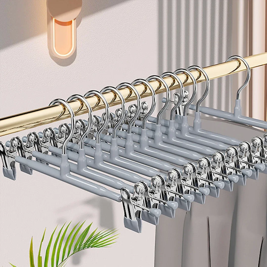 Pants Hangers with Clips 5/10Pack Adjustable SkirtHangers for Women Non-Slip Trousers Hanger for Jeans Clothes Hangers for Pants – Grey 4