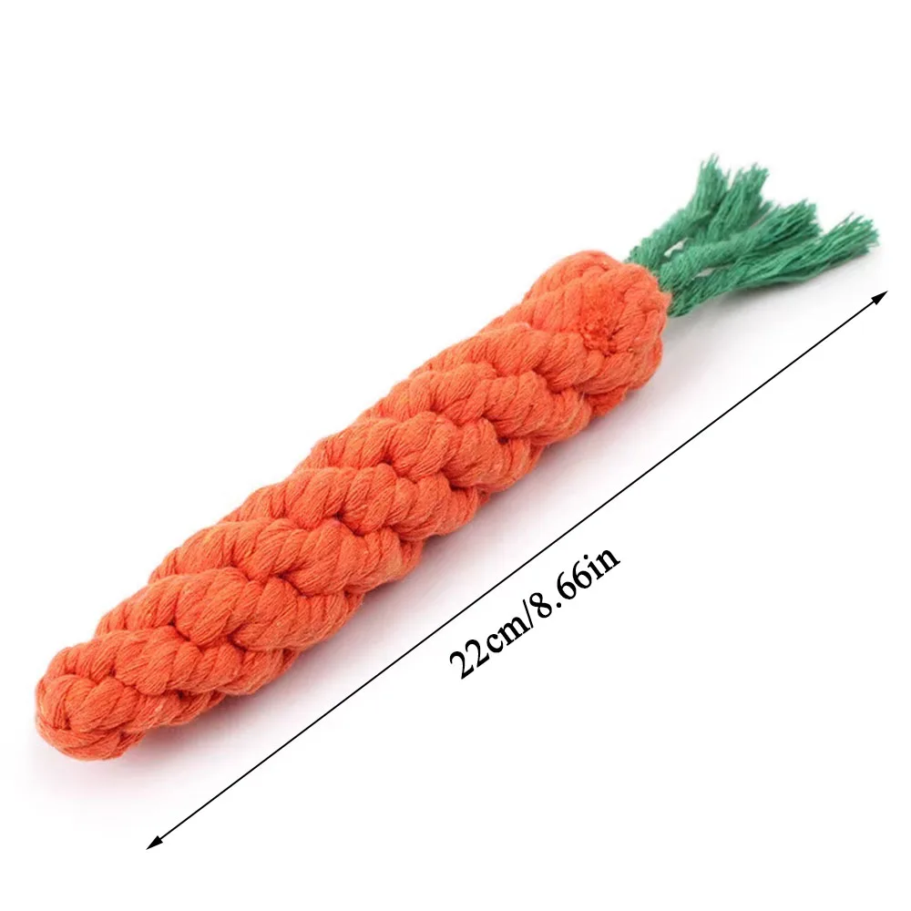 1Pcs Carrot Dog Bite Rope Pet Dog Toys Safe Durable Braided Bite Dog Chew Toys Resistant Puppy Molar Cleaning Teeth Cotton Rope 7
