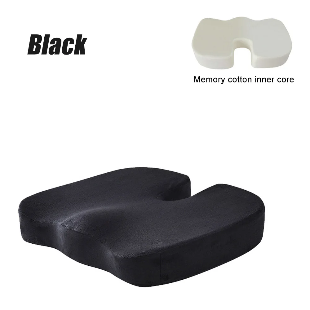 Travel Seat Cushion Memory Foam U-Shaped Pillow for Chair Cushion Pad Car Office Hip Support Massage Orthopedic Pillow – Black 6