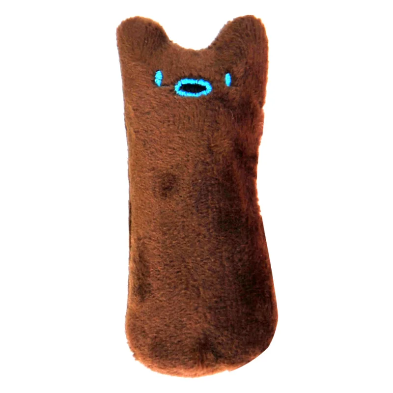 Teeth Grinding Catnip Toys Funny Interactive Plush Cat Toy Pet Kitten Chewing Vocal Toy Claws Thumb Bite Cat mint For Cats – Brown 4