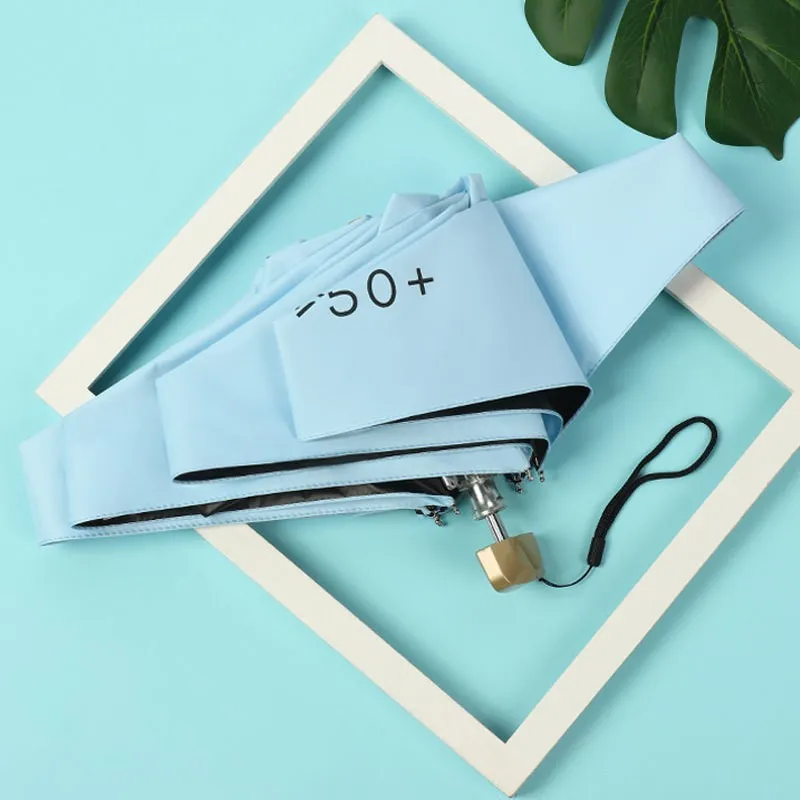 Mini five-fold umbrella sun protection sun umbrella sun protection anti-ultraviolet small and portable men and women fashion sun – Sky blue 15