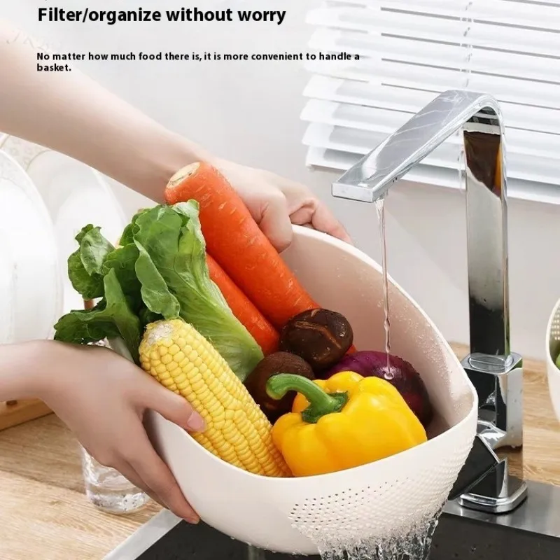 1PC-Plastic Colander Rice Bowl Drain Basket Fruit Bowl Washing Drain Basket with Handle Washing Basket Home Kitchen Organizer 7