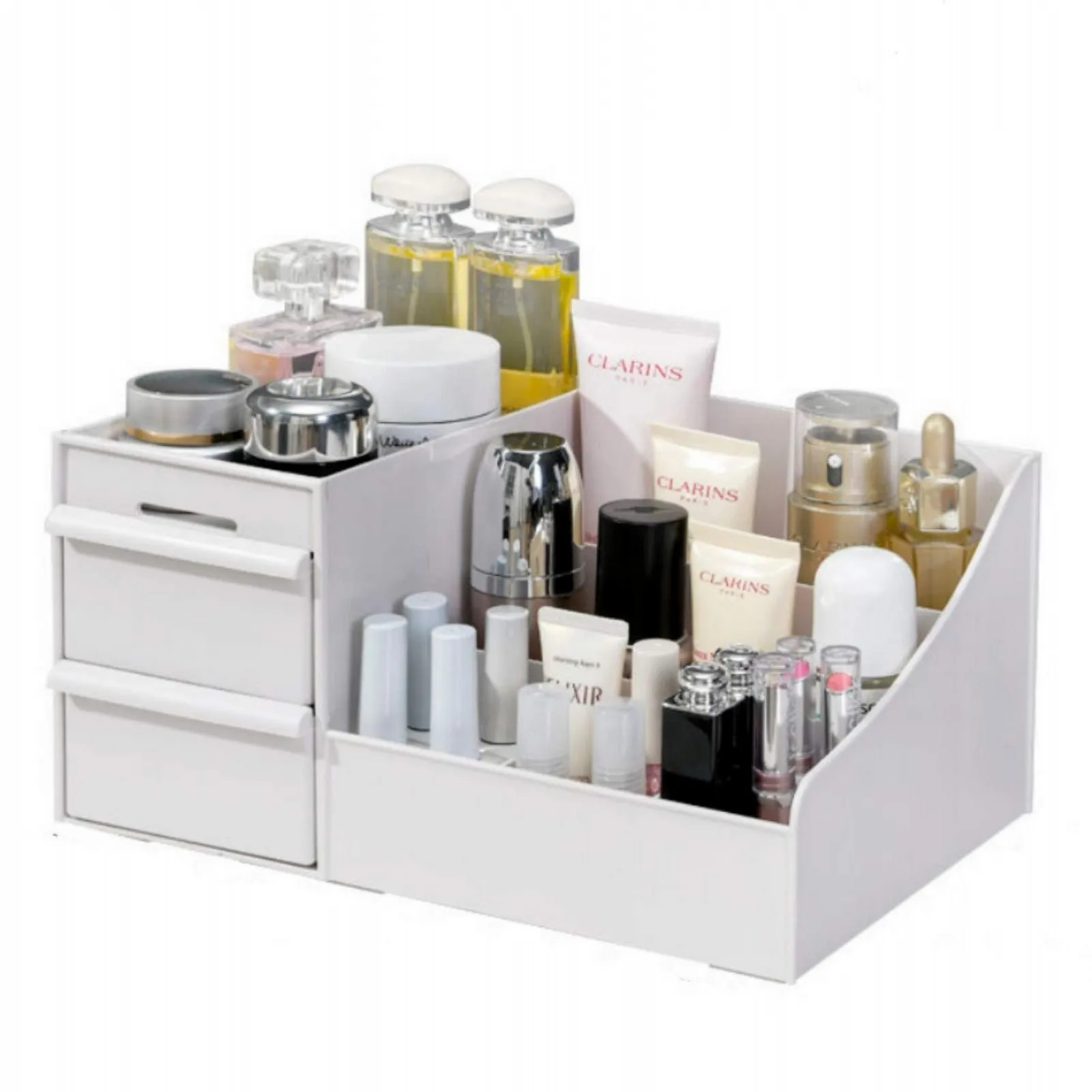 Makeup Organizer for Vanity Bathroom Desktop Cosmetics Storage Box with Drawers for Lipstick, Brushes, Lotions, Eyeshadow – White 5