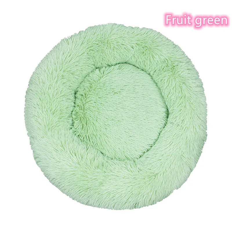 Super Soft Pet Cat Bed Plush Full Size Washable Calm Bed Donut Bed Comfortable Sleeping Artifact Suitable For All Kinds Of Cats – Fruit Green 4