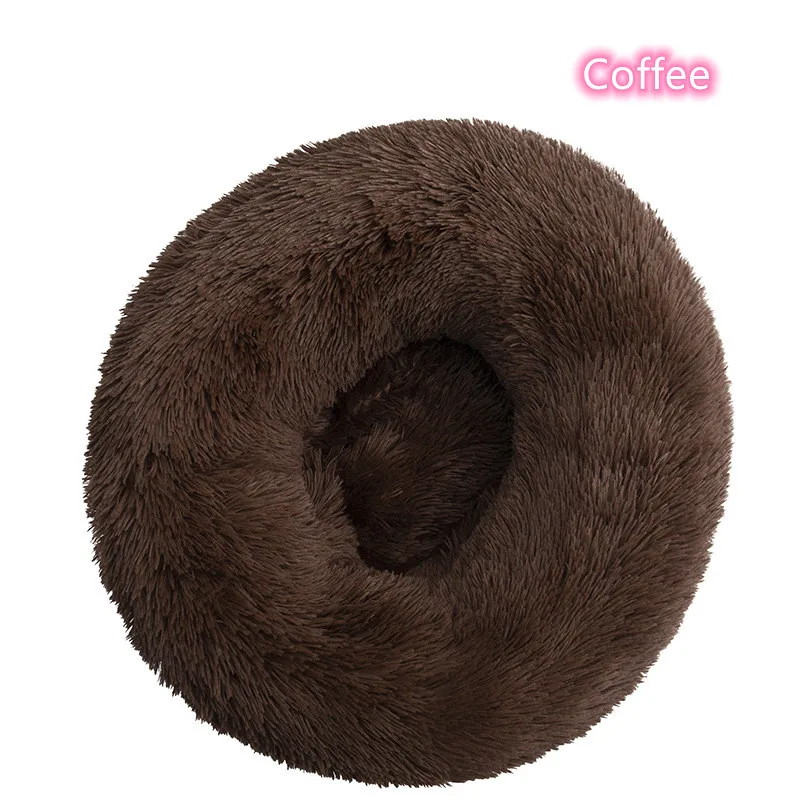 Super Soft Pet Cat Bed Plush Full Size Washable Calm Bed Donut Bed Comfortable Sleeping Artifact Suitable For All Kinds Of Cats – Coffee 12