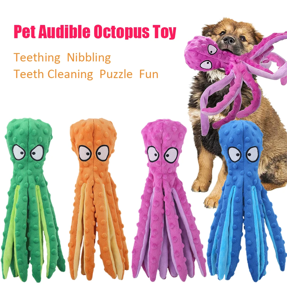 Dog Vocal Toys Octopus Non-stuffed Soft Plush Toy Puppy Educational Teething Chew Toys Pet Supplies for Small Medium Dogs 2