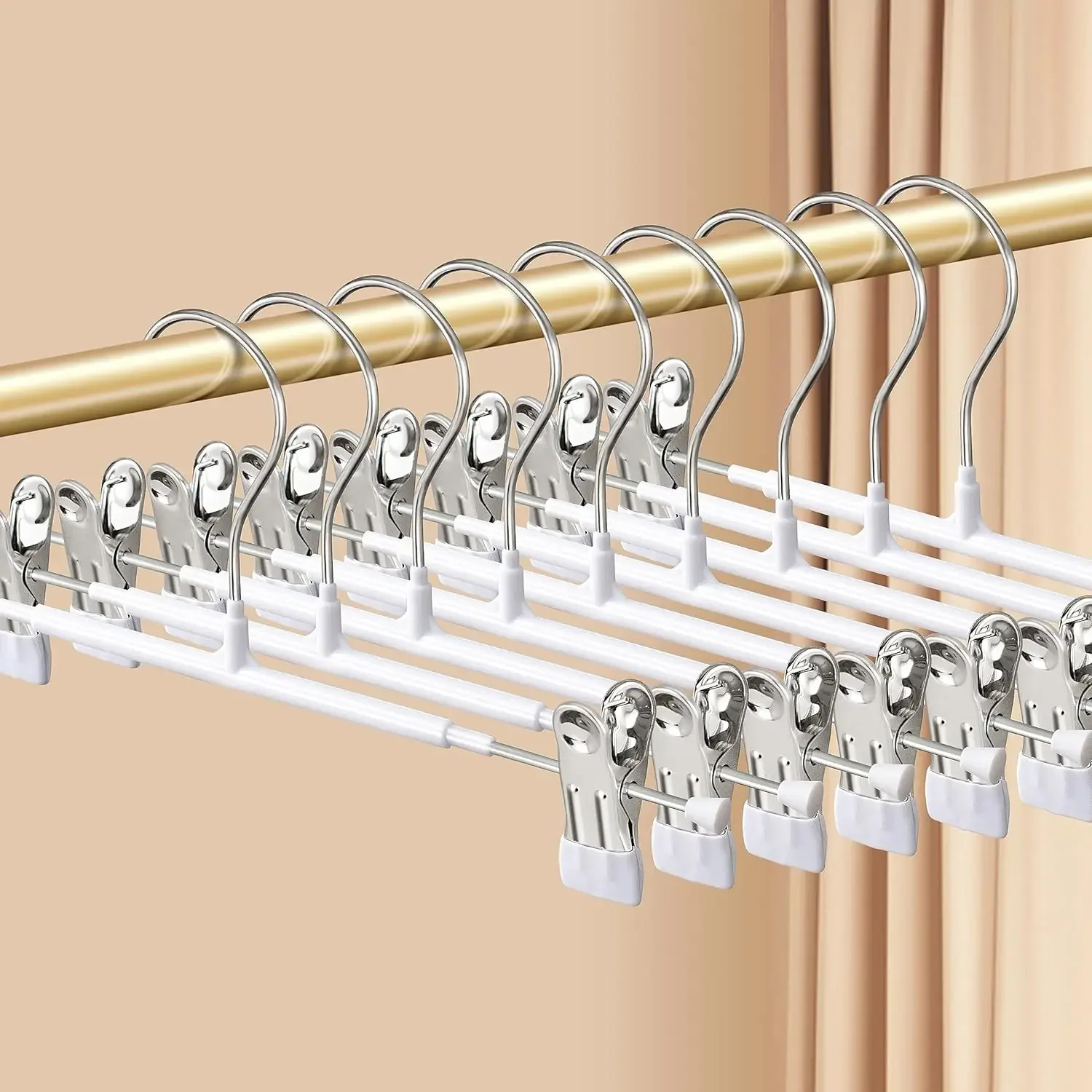 Pants Hangers with Clips 5/10Pack Adjustable SkirtHangers for Women Non-Slip Trousers Hanger for Jeans Clothes Hangers for Pants 11