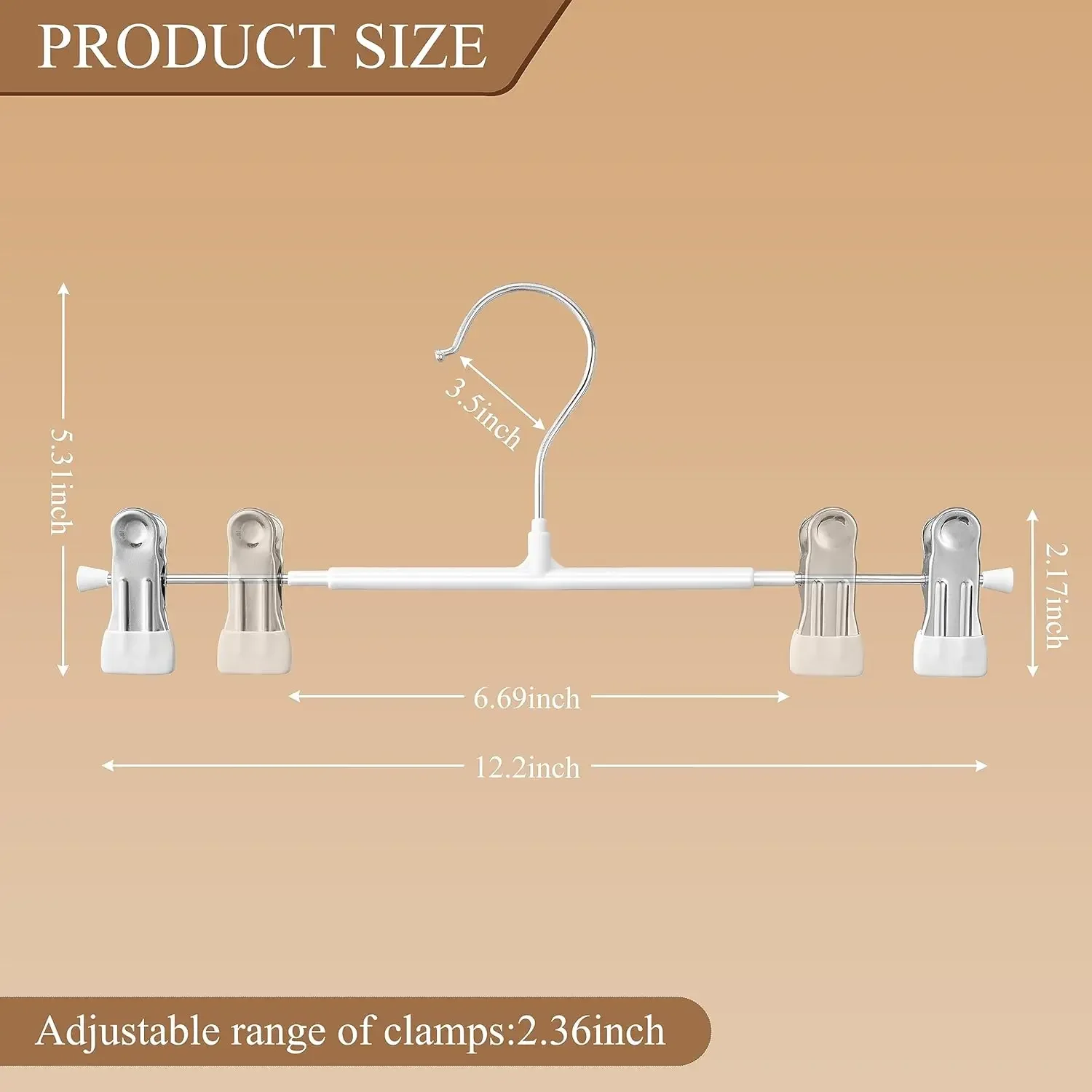 Pants Hangers with Clips 5/10Pack Adjustable SkirtHangers for Women Non-Slip Trousers Hanger for Jeans Clothes Hangers for Pants 6