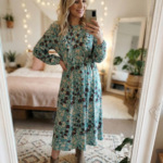 BNWT Zara Blue Floral Ruffle Midi Dress - Size S (UK 8)