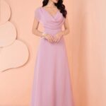 Women Elegant Solid Off-Shoulder Bridesmaid Dress (Adult)
