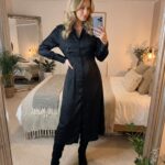 Zara Black Satin Shirt Dress Maxi Long Sleeve Button Up 100% Viscose NWT Size S