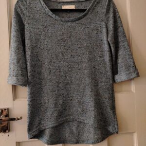 Pre-Loved​ New look blue marl knit top scoop neck dipped hem uk 10