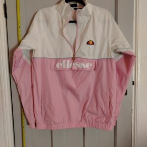 Pre-Loved Ellesse Retro Cagoule Jacket UK 8 Pink Colour Block 90s Style