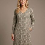 White Stuff Dress Womens UK 8 EU 36 V-Neck Long Sleeve Cotton Pocket Bird Print