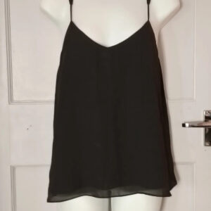 River Island Womens Cami Top Size 10 Black V Neck Sleeveless Polyester Vest