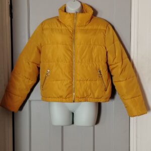 New Look 915 Jacket Kids 14-15 Yellow Warm Puffer Quilted Zip Pocket Zipper
