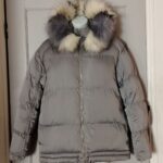 Missguided Puffer Jacket Womens XS Gray Hooded Fur Trim Zip Winter Coat Warm