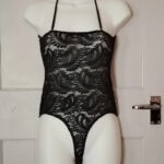 PrettyLittleThing Womens Bodysuit Size 6 Black Lace Lingerie Halter Neck