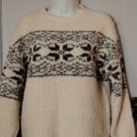 M&S Sweater Womens XS Ivory Boucle Fair Isle Crew Neck Pullover Long Sleeve Cozy