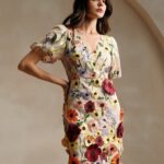 3D Floral Elegant Vacation Bubble Short Sleeve V-Neck Bodycon Mini Dress For Women