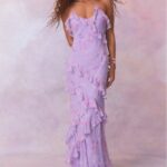 Women's Slip Long Dress 2025 Spring Summer Floral Print Backless V Neck Spaghetti Strap Dresses Daily Streetwear