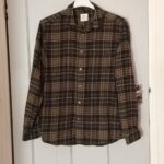 M&S Shirt Mens M Khaki Green Plaid Long Sleeve Button Up Cotton Flannel Soft