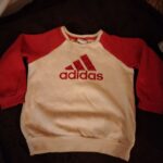 Adidas Sweatshirt Toddler 4T Red White Raglan Long Sleeve Logo Crewneck Pullover