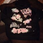 Primark Hoodie Girls 9-10 Black Graphic STRONG Be Yourself Long Sleeve Pullover