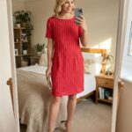 Reiss Dress Womens 6 Pink Textured Ruffle Scoop Neck Short Sleeve Sheath