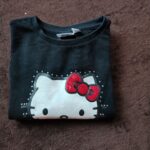 Hello Kitty Sweatshirt Girls 4/5 Black Glitter Sequin Bow Long Sleeve Pullover