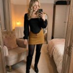 Boohoo black square neck corset style long sleeve top uk6 Excellent condition