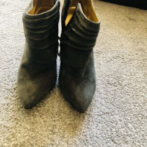 Grey suede ruched stiletto ankle boots UK 4 Nine West Pre-loved Good Condition