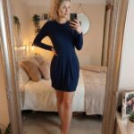 Miss Faceless navy long sleeve pleated skater dress UK6