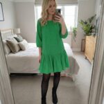 Next vibrant green 100% cotton textured smock dress UK size 6 Pre-owned​